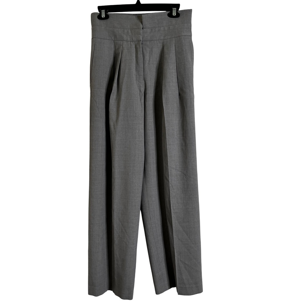 Babaton Wide Leg Wool Trousers Women's size 4 Grey‎ Pleated High Waist Career
